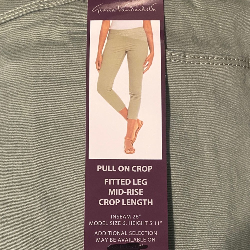 Gloria Vanderbilt Womens Pull On Crop Pant, Mid Rise 14 Sage Meadows - Picture 3 of 3